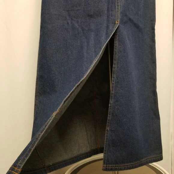 Vintage 90s 00s Rafaella High Waisted Blue Denim Jean Maxi Skirt by Rafaella - Image 7