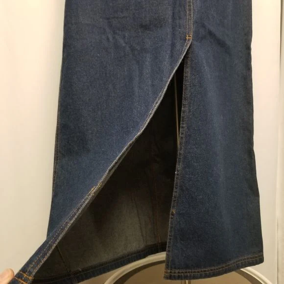 Vintage 90s 00s Rafaella High Waisted Blue Denim Jean Maxi Skirt by Rafaella - Image 8