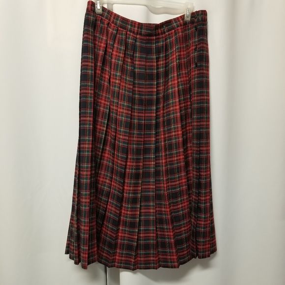 Vintage 90s 00s Royal Stuart Tartan Plaid Pleated Midi Skirt 20 W by Liz Baker - Image 7