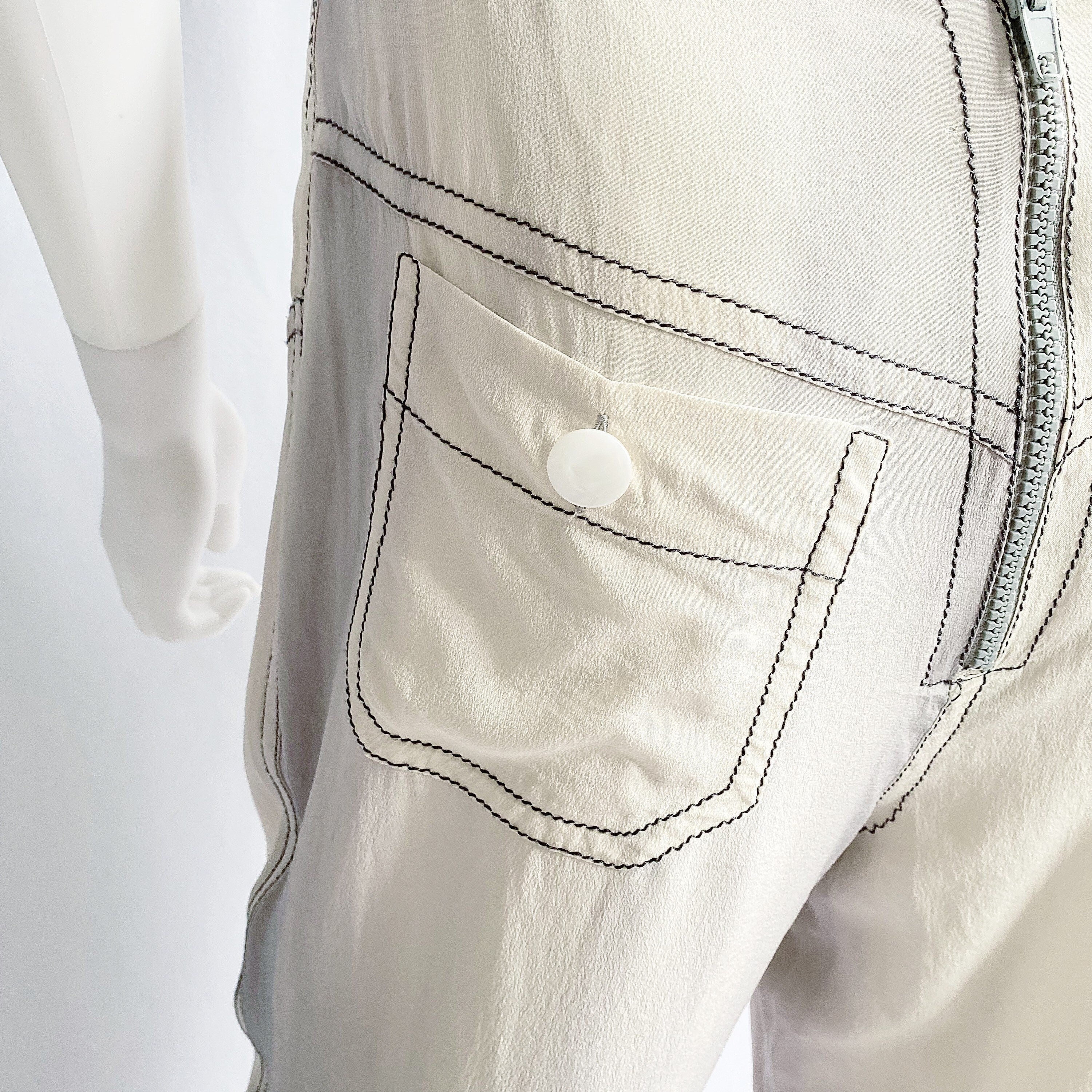 Vintage 90s/00s Silk Pants with Back Zipper Avant Garde Reverse Jean Style Trousers - Image 5