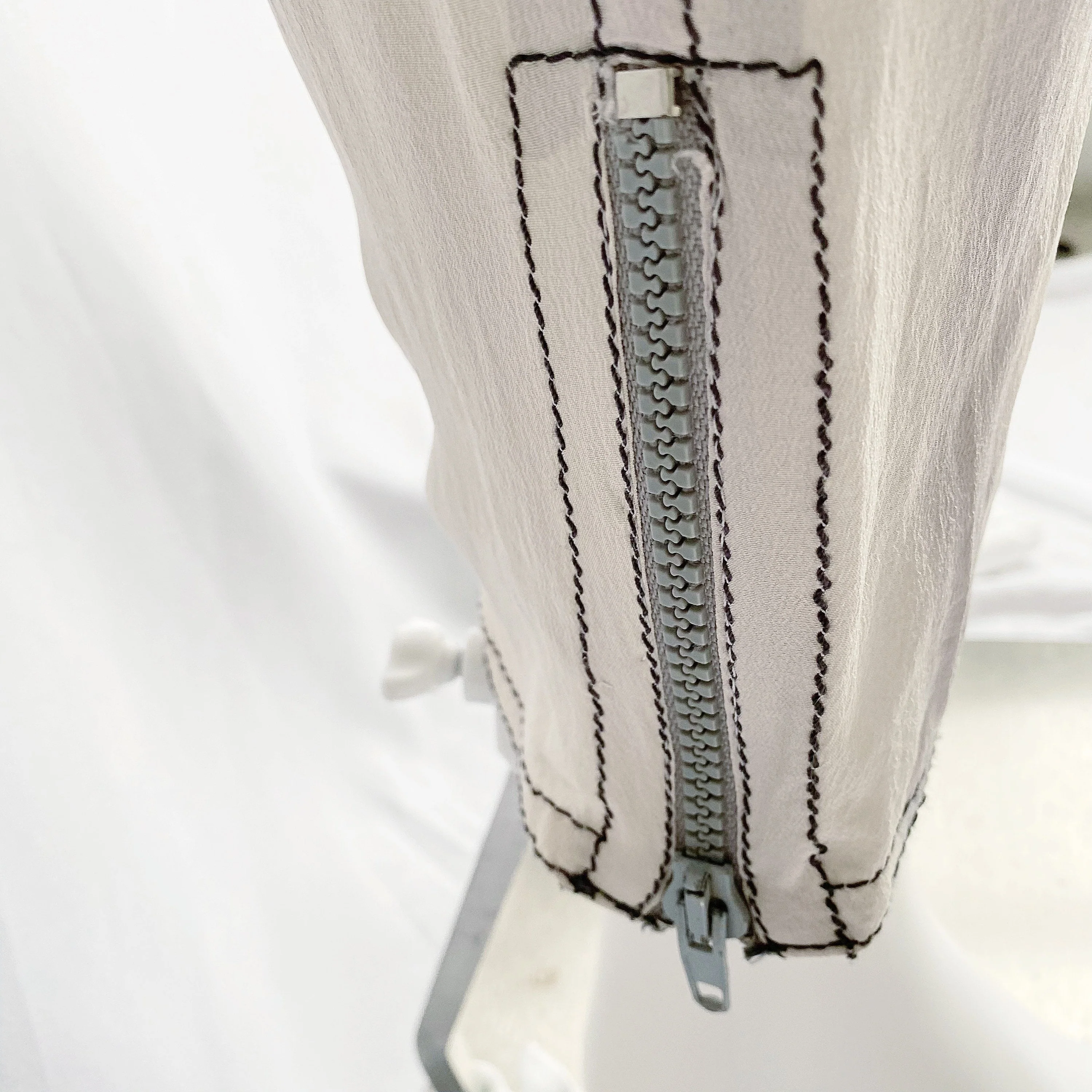 Vintage 90s/00s Silk Pants with Back Zipper Avant Garde Reverse Jean Style Trousers - Image 8