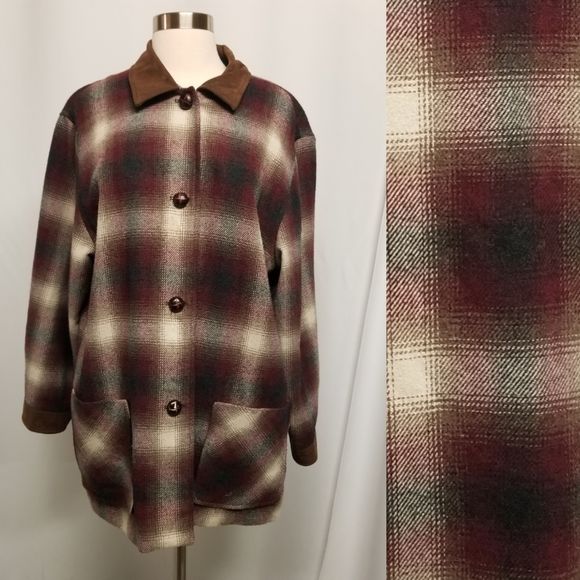 Vintage 90s 00s St. John's Bay Plaid Lumberjack Wool Blend Shacket Men's Large by  St John's Bay - Image 2