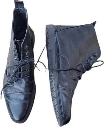 Vintage 90s 00s Steampunk Punk Black Leather Lace-Up Ankle Boots Bootie by Aerosoles