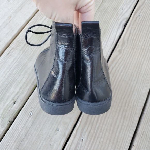 Vintage 90s 00s Steampunk Punk Black Leather Lace-Up Ankle Boots Bootie by Aerosoles - Image 5