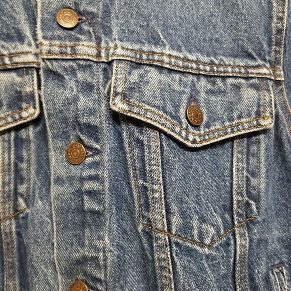 Vintage 90s 00s Trucker Jacket Blue Jean Cotton Denim Classic Sm by Plain Pockets - Image 6