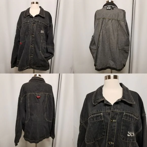 Vintage 90s 00s Urban Street Hypebeast Black Denim Jean Jacket Men's 3xl by Don - Image 4