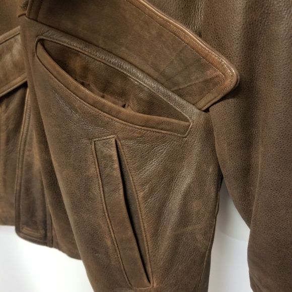 Vintage 90s 00s Wilsons Brown Leather Insulated Car Coat Jacket Men's by Wilsons Leather - Image 5