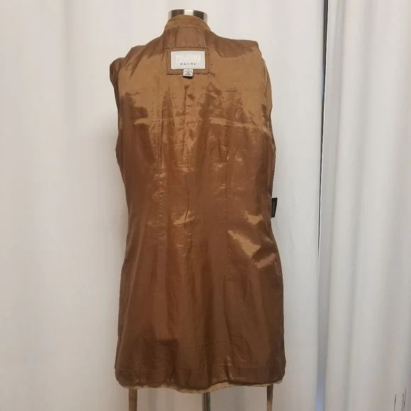 Vintage 90s 00s Wilsons Suede Leather Maxima Tan Blazer Button Down Midi Coat by Wilsons Leather - Image 9