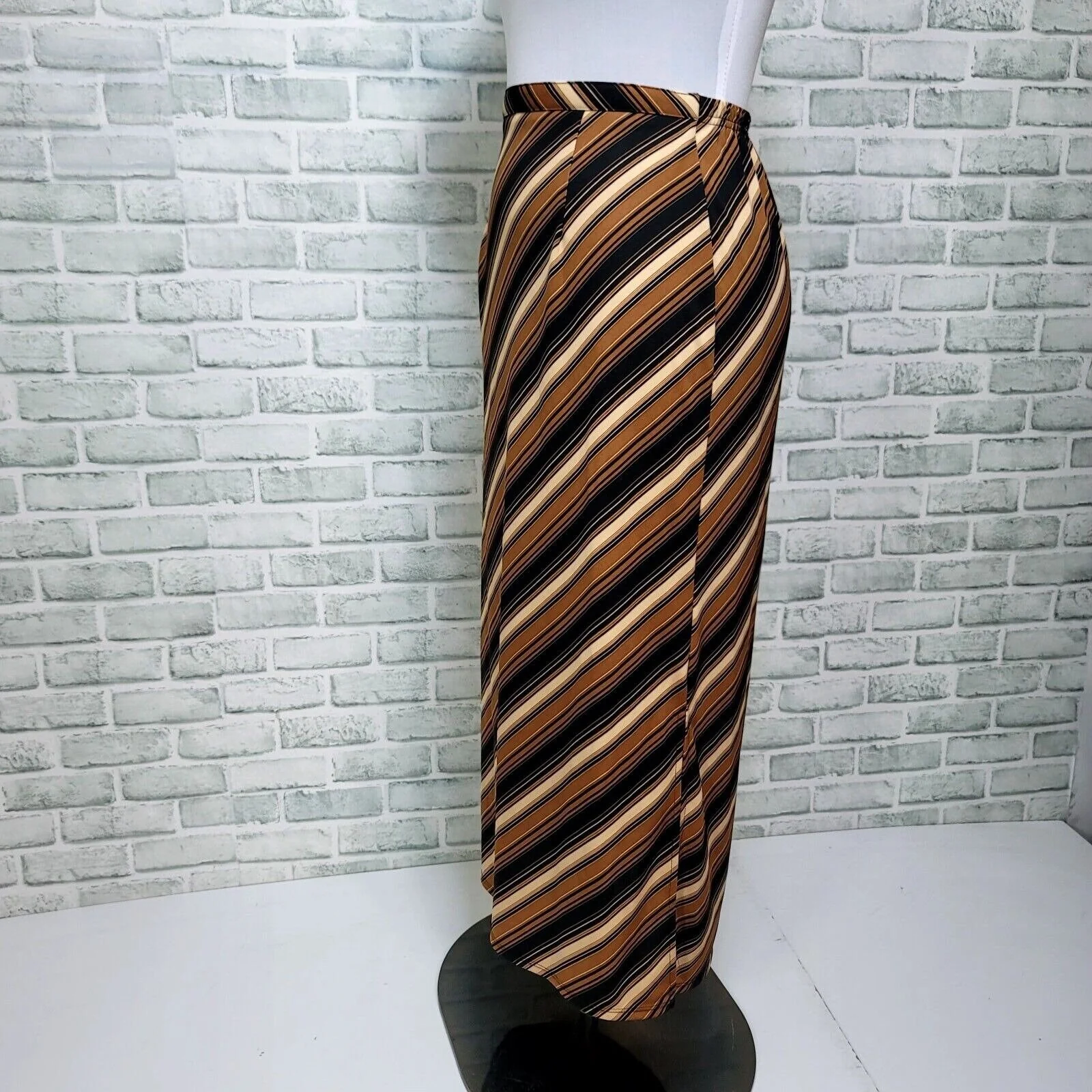 90s/00s Caramel Swirl Stripe Midi Skirt Stretchy By Notations - Image 5