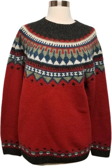 Vintage 90s 00s Wool Fair Isle Lcelandic Ski Apres Pullover Sweater by Eddie Bauer