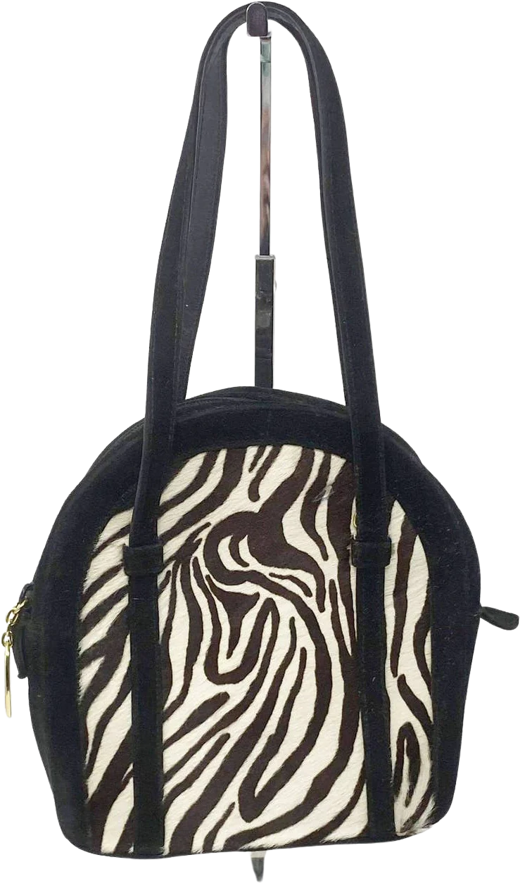 Vintage 90s 00s Zebra Print Leather Shoulder Handbag by Stuart Weitzman