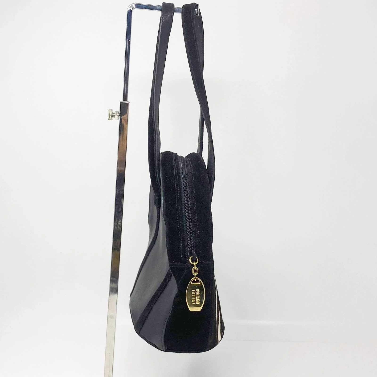 Vintage 90s 00s Zebra Print Leather Shoulder Handbag by Stuart Weitzman - Image 4