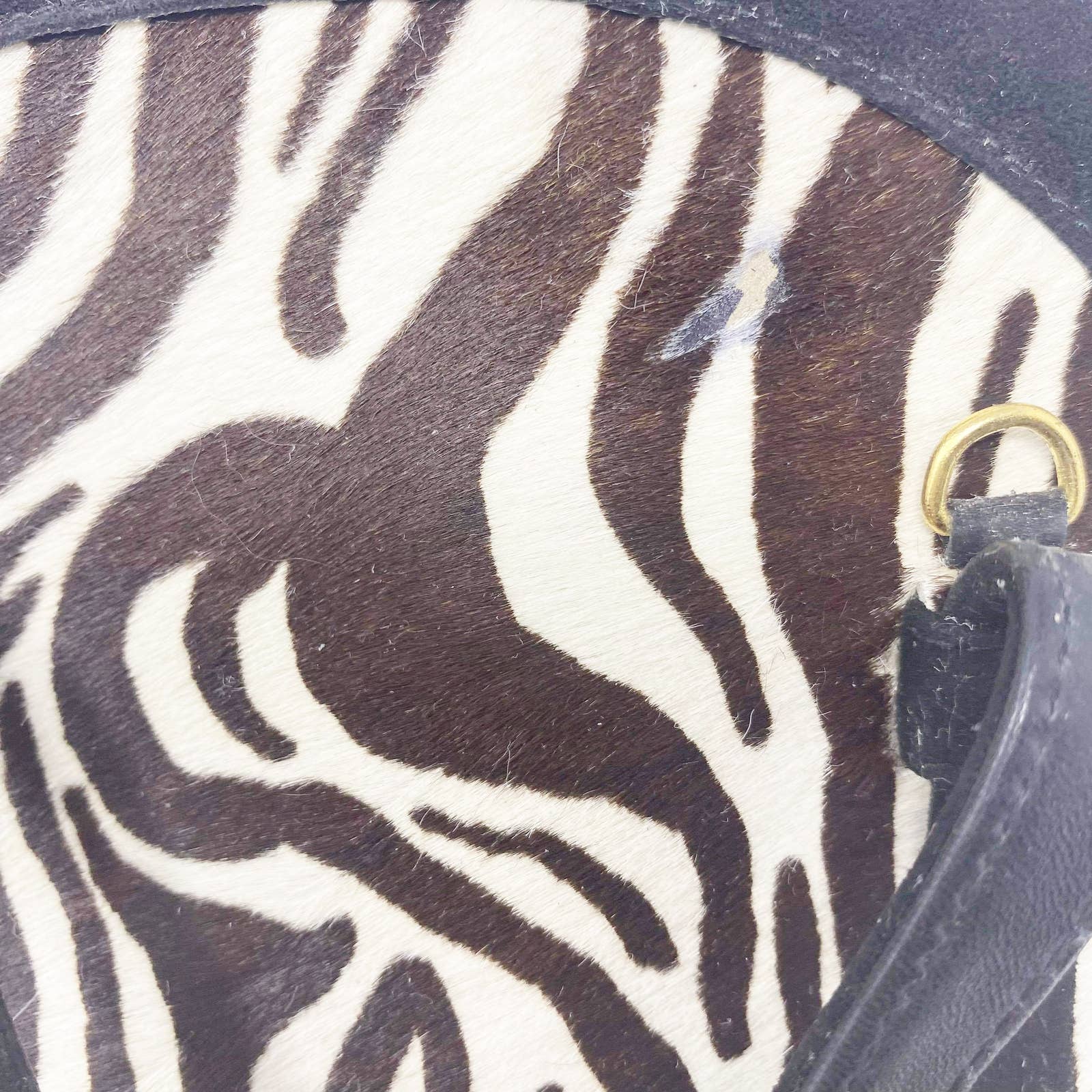 Vintage 90s 00s Zebra Print Leather Shoulder Handbag by Stuart Weitzman - Image 7