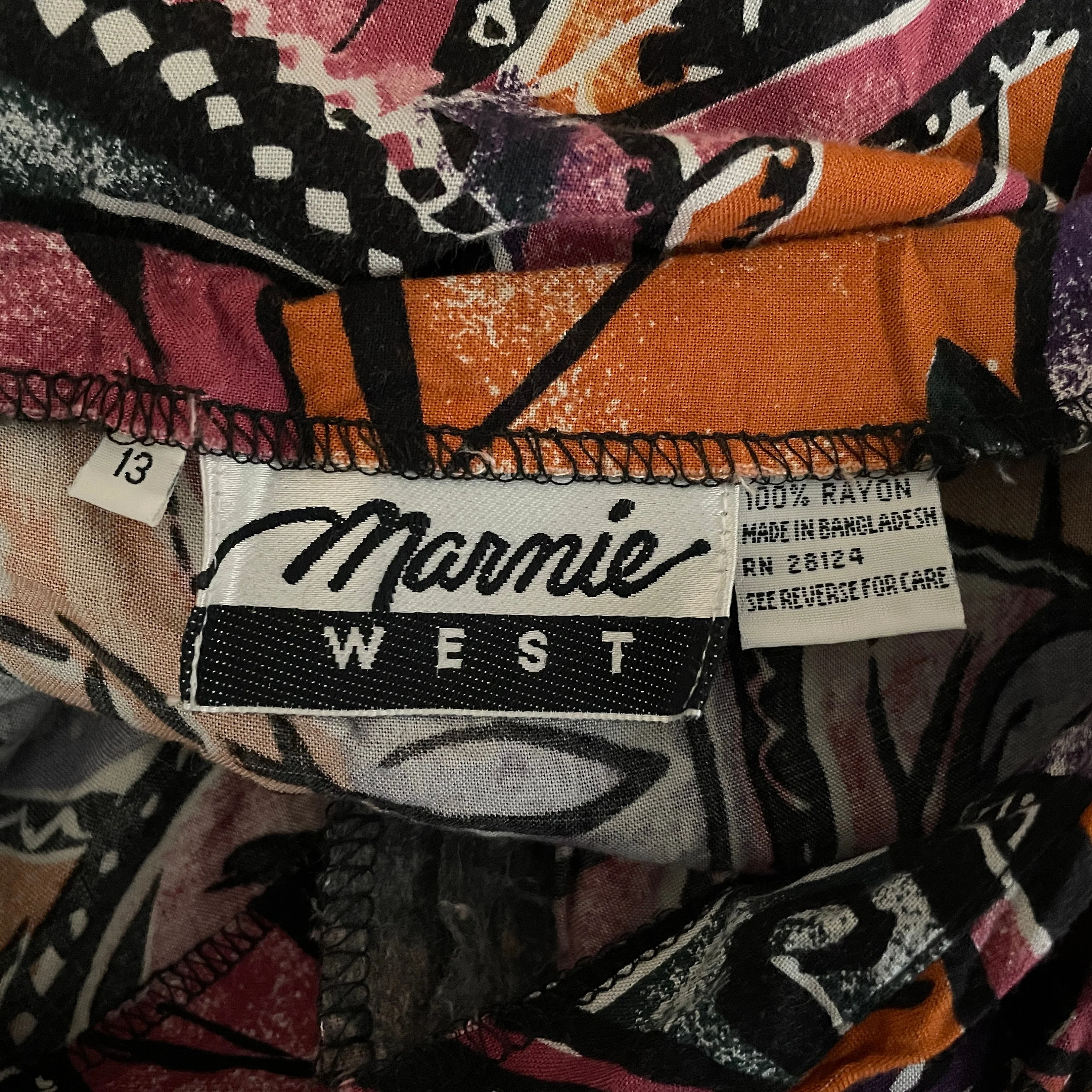 Vintage 90s Abstract Button Front Midi Wrap Sundress Size 13 by Marnie West - Image 5