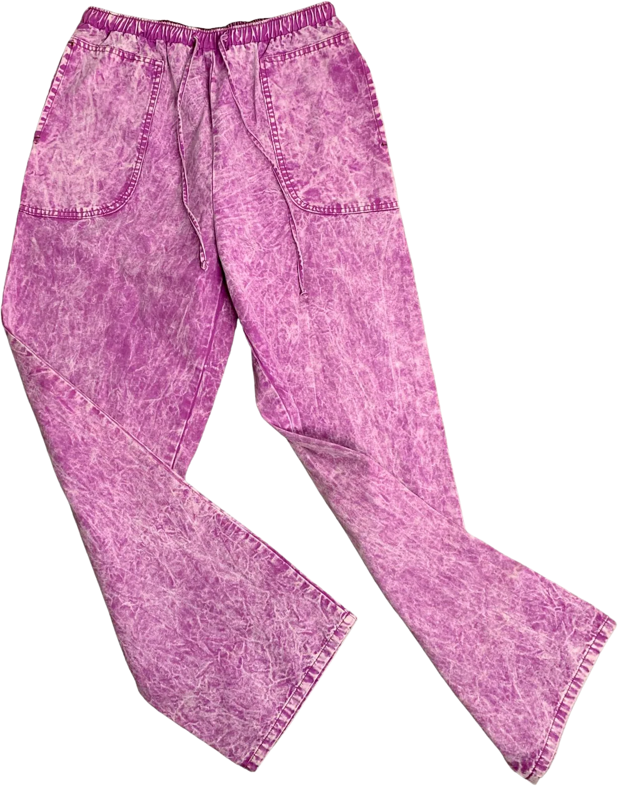 Vintage 90s Acid Wash Pullon Jeans M Purple Elastic Waist Pockets Straight Leg by Elsewhere