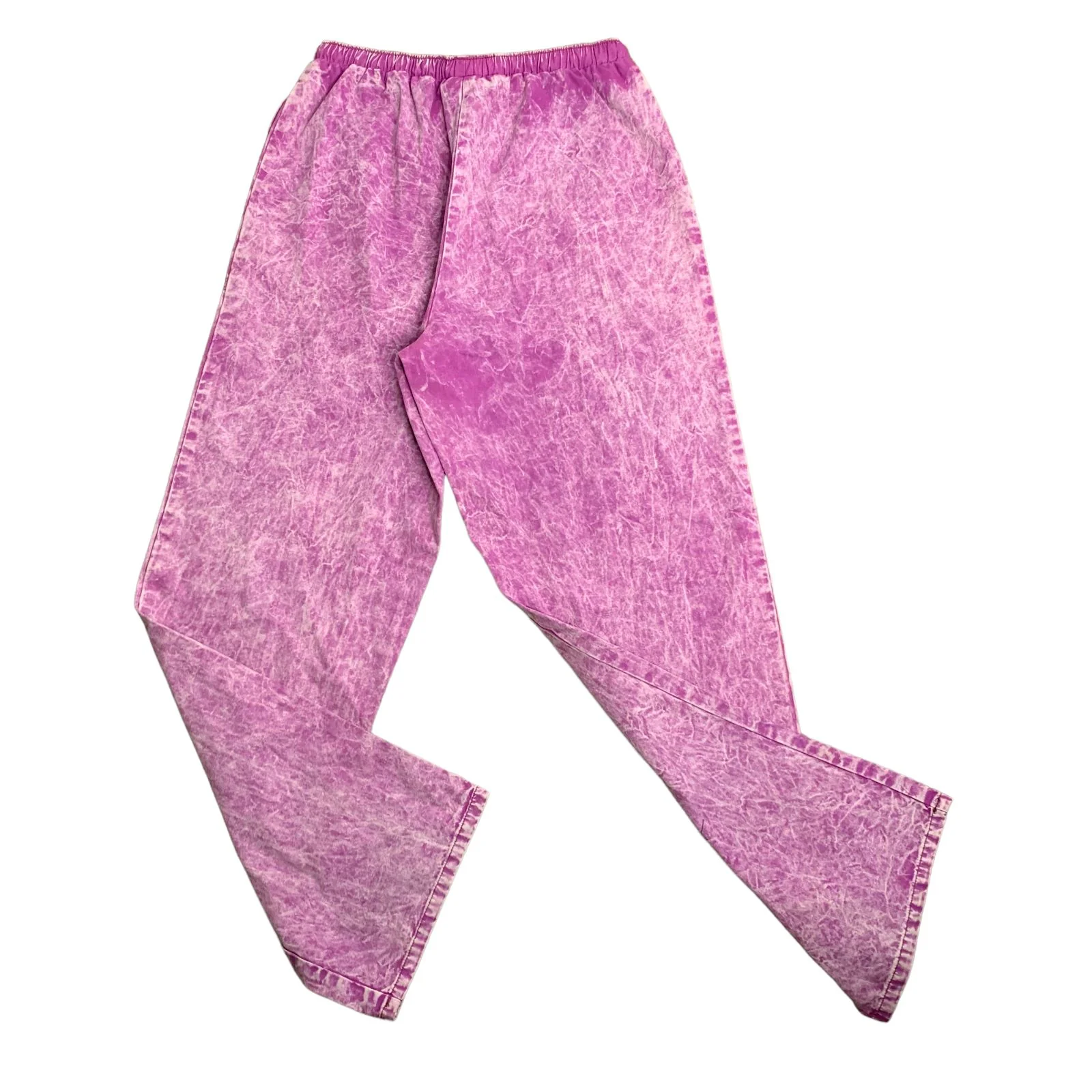 Vintage 90s Acid Wash Pullon Jeans M Purple Elastic Waist Pockets Straight Leg by Elsewhere - Image 3