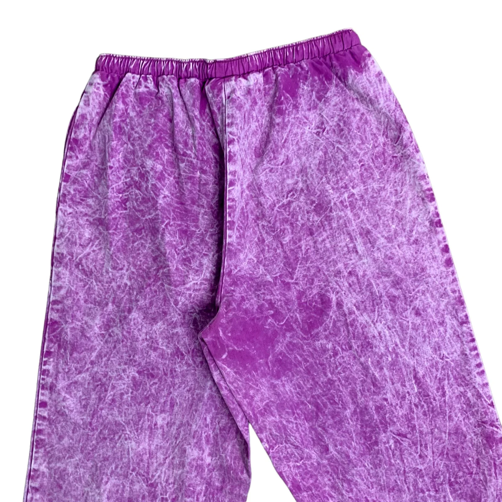 Vintage 90s Acid Wash Pullon Jeans M Purple Elastic Waist Pockets Straight Leg by Elsewhere - Image 4