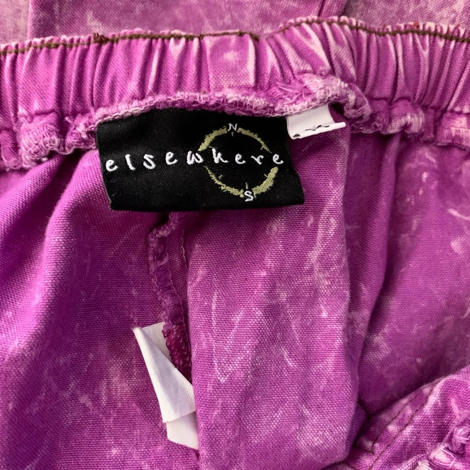 Vintage 90s Acid Wash Pullon Jeans M Purple Elastic Waist Pockets Straight Leg by Elsewhere - Image 5