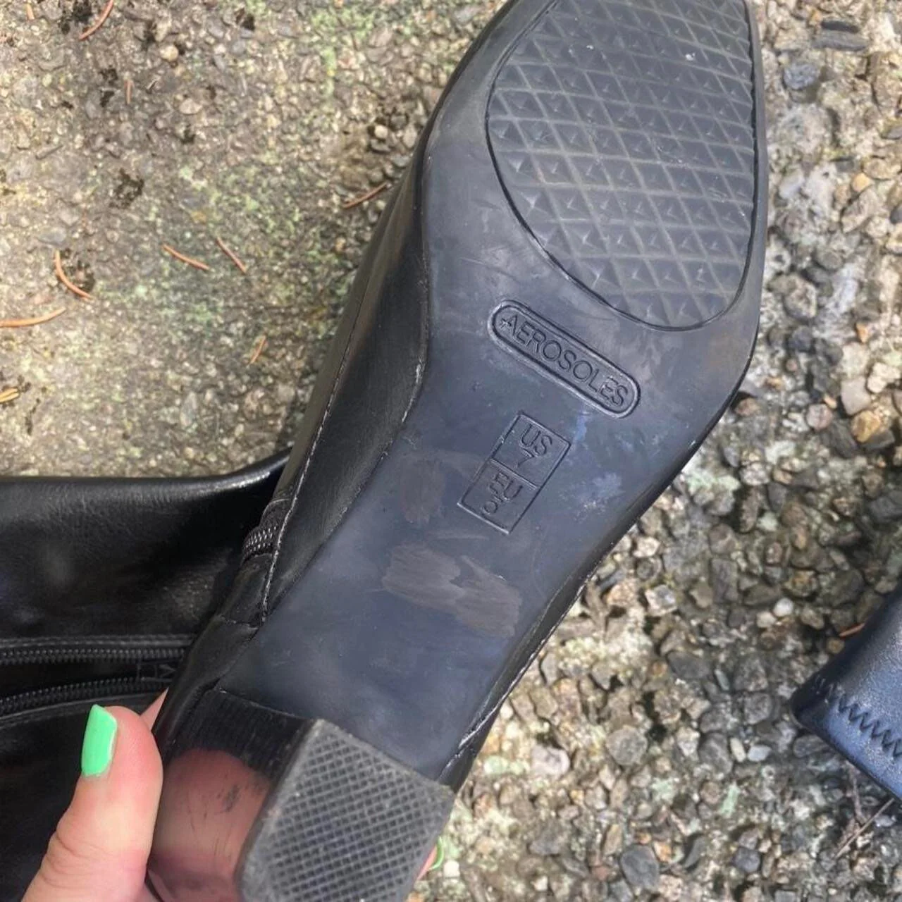 Vintage 90s Aerosoles Blue Gene Style Black Leather Heeled Boots Size 7 by Steve Madden Nine West - Image 3