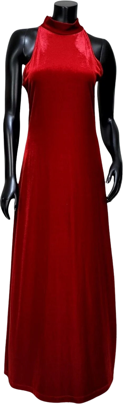 90s Red Velvet Mockneck Sleeveless Maxi Dress By  All That Jazz