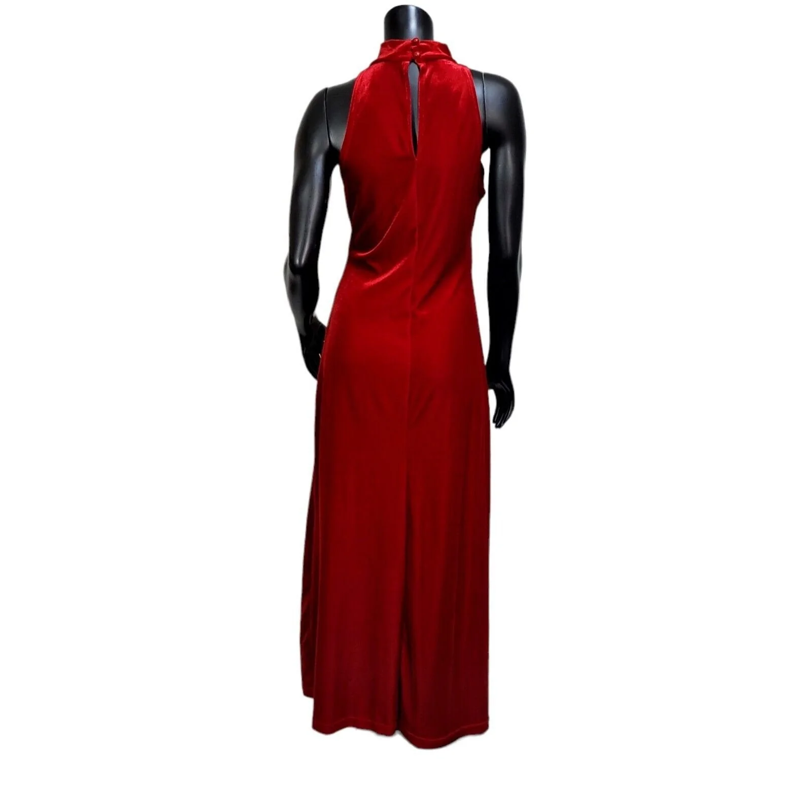 90s Red Velvet Mockneck Sleeveless Maxi Dress By  All That Jazz - Image 7