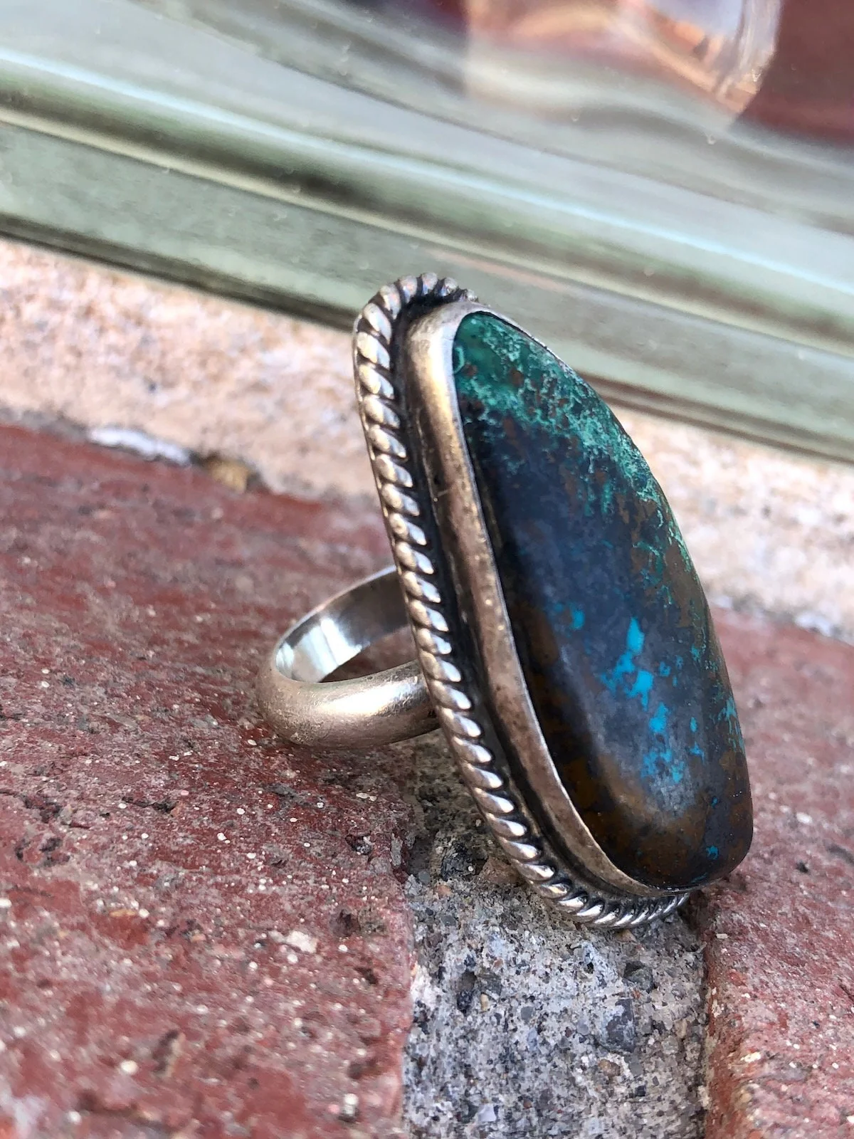 Vintage 90s Azurite Sterling Silver Ring Signed Chimney Butte Sz 6. 5 by Chimney Butte - Image 4