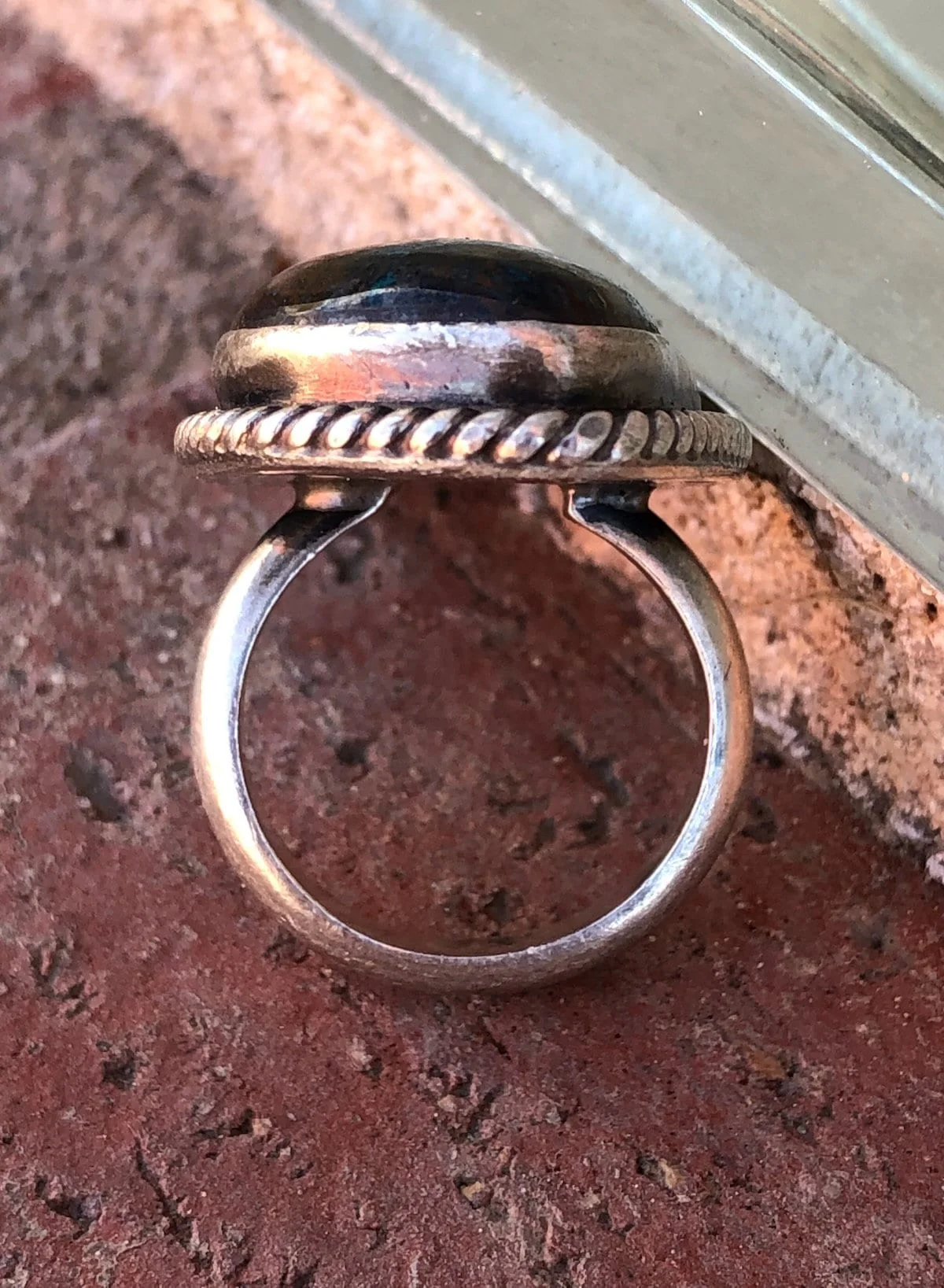 Vintage 90s Azurite Sterling Silver Ring Signed Chimney Butte Sz 6. 5 by Chimney Butte - Image 7