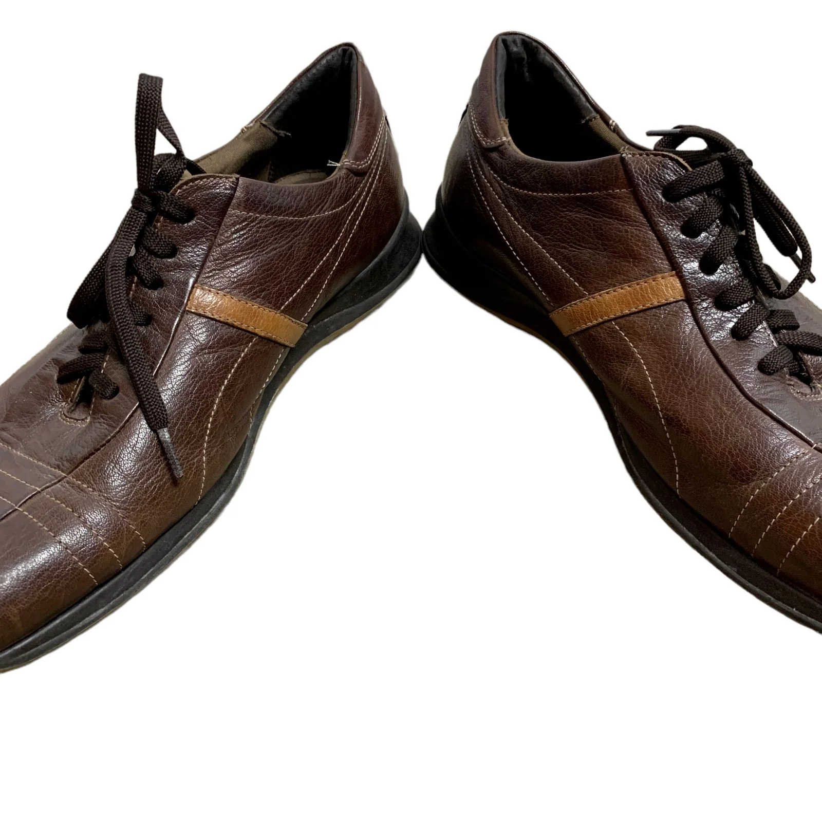Vintage 90s Bacco Bucci Leather Italian Sneakers Brown Lace Up Square Toe by Bacco Bucci - Image 5