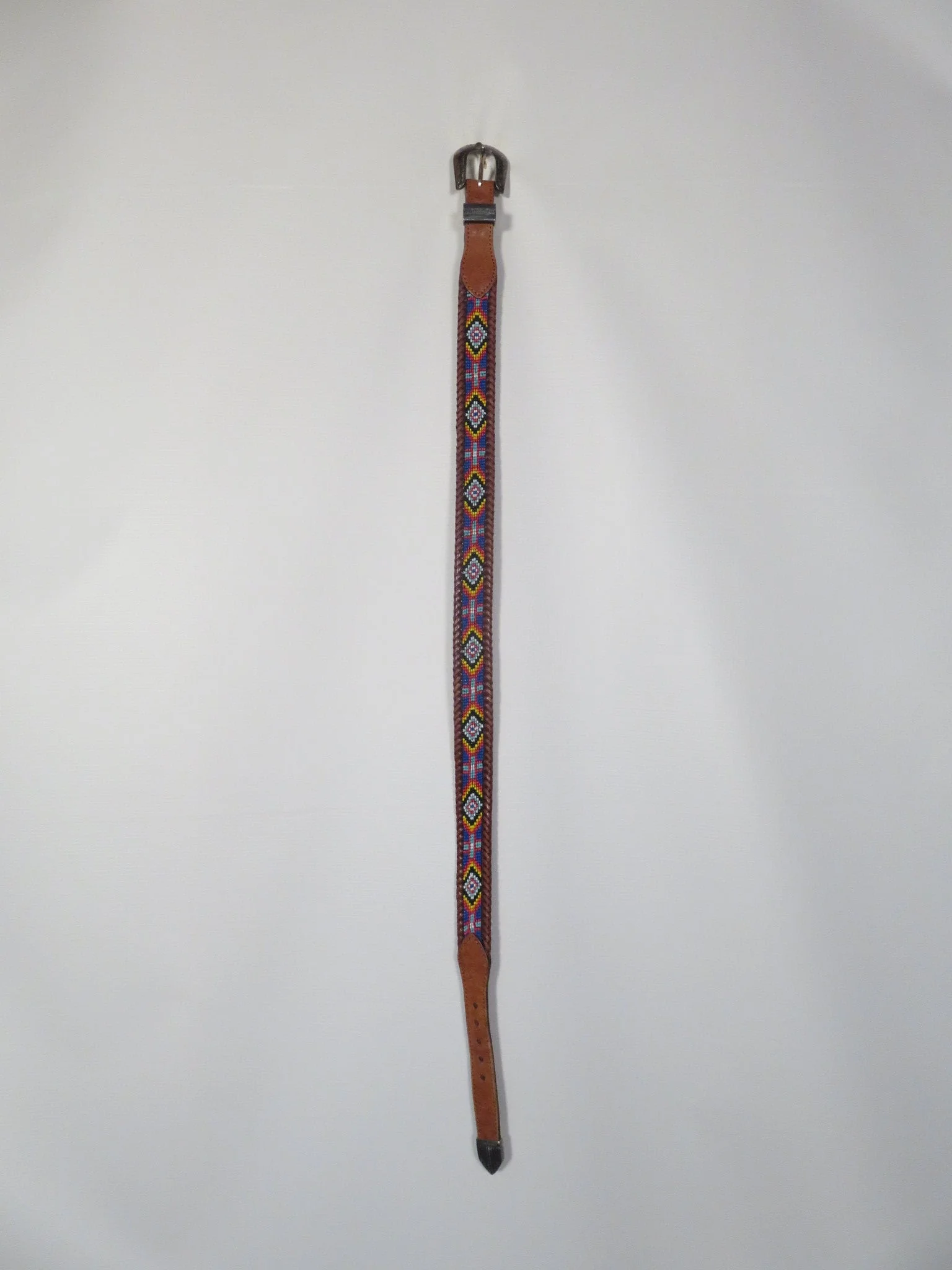 Vintage 90s Beaded Leather Belt Size 30 - Image 3