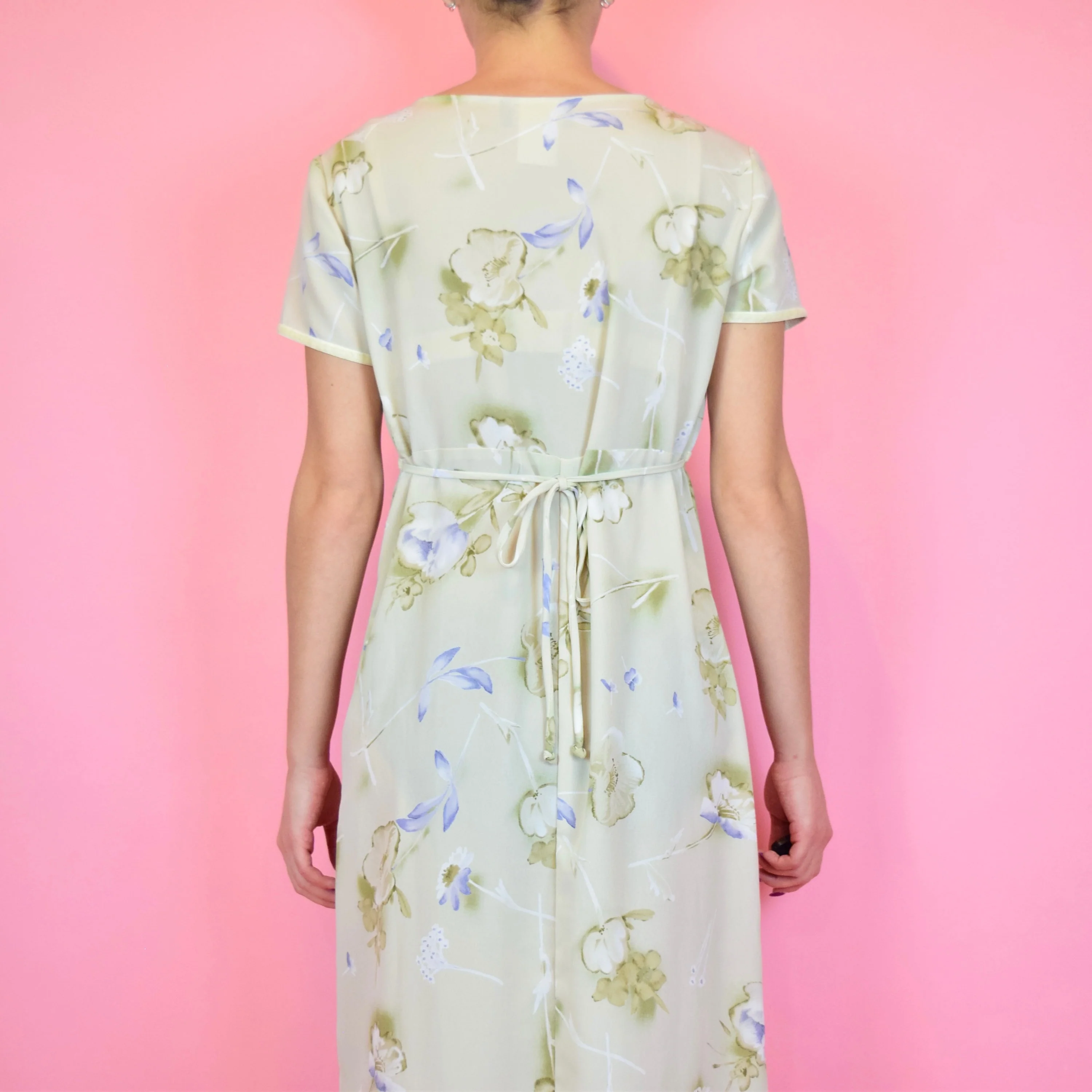 Vintage 90s Beige Floral Baby Doll Maxi Dress by City Triangles - Image 4