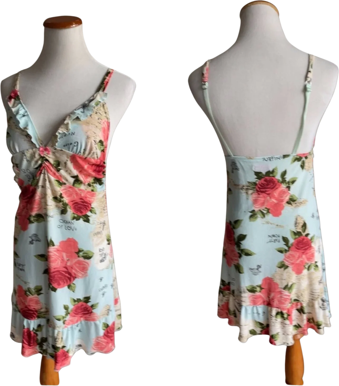 Vintage 90s Betsey Johnson Nightie Slip Style Mini Dress Rose Print Small by Betsey Johnson