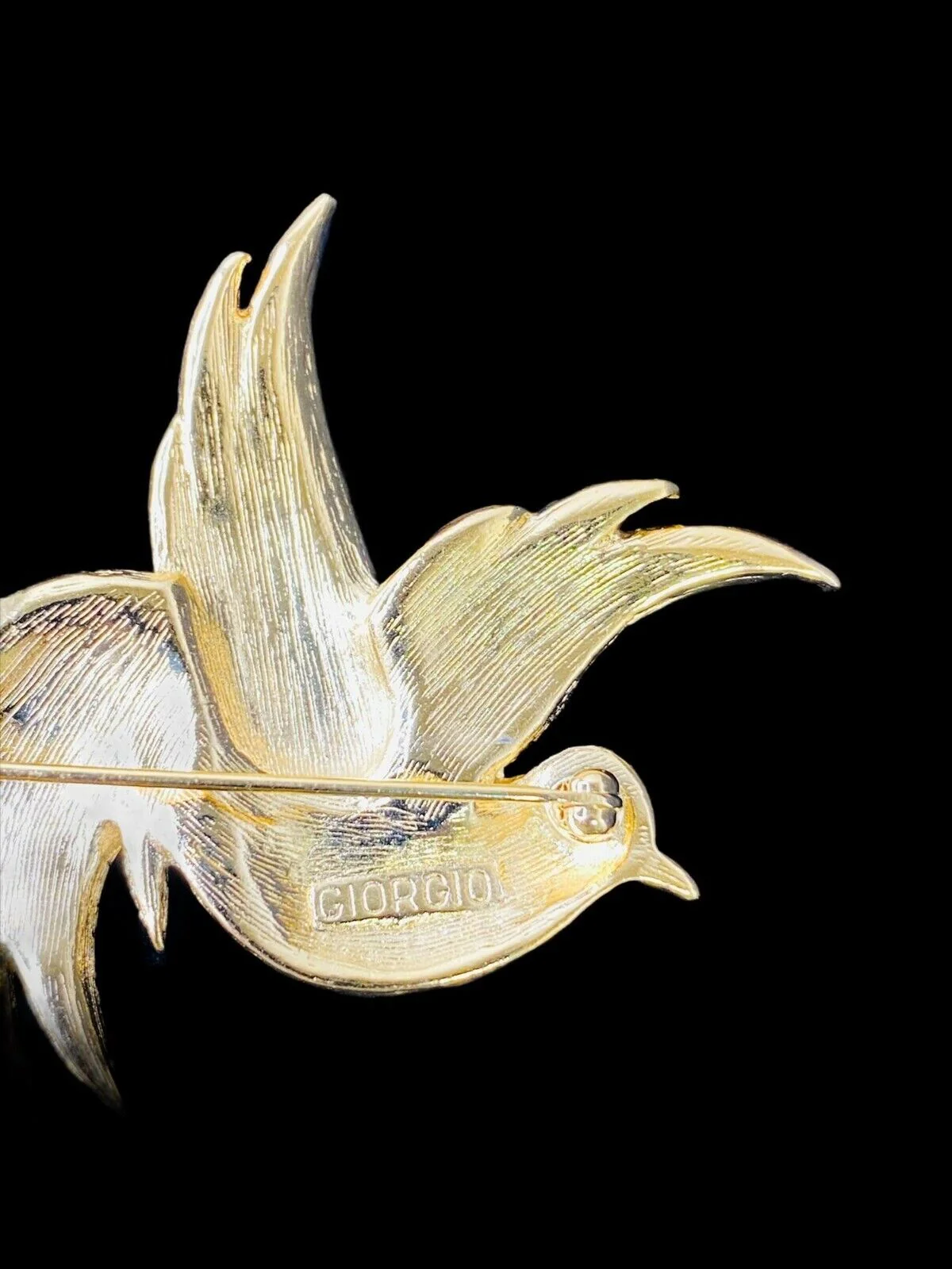 Vintage 90s Bird Brooch Red Enamel Cubic Zirconias Gold Tone Plated Nwot by Giorgio - Image 6