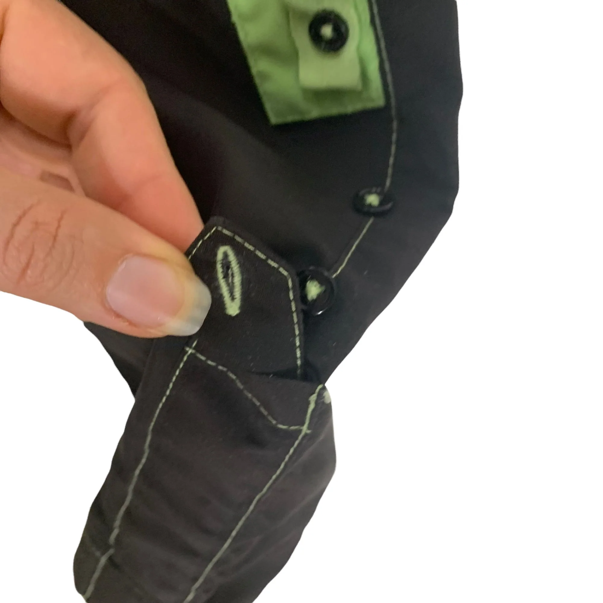 Vintage 90s Black Cyperpunk Green Stitch Pants by Wilson - Image 4