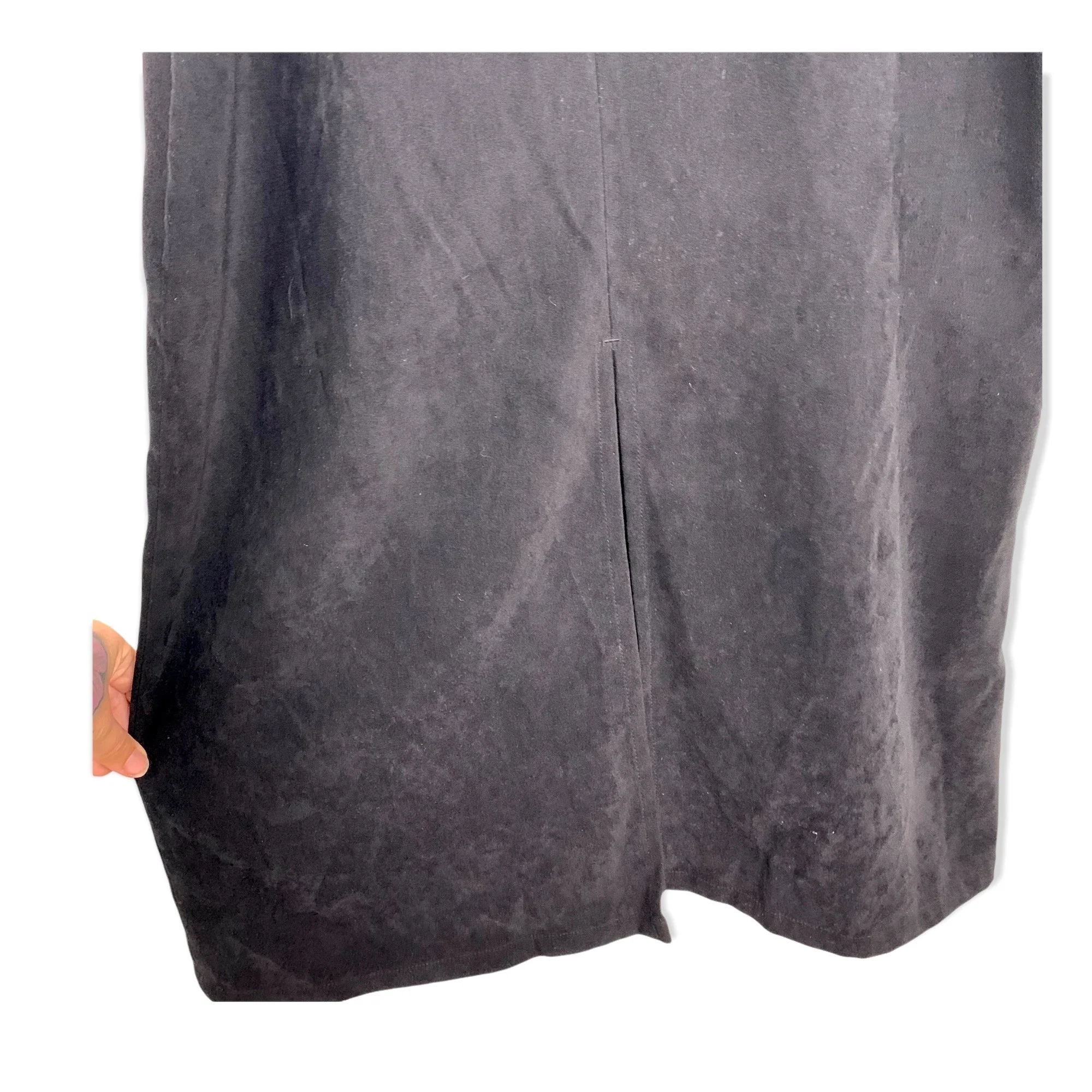 Vintage 90s Black Faux Suede Jumper Maxi Dress by Eric Charles - Image 5