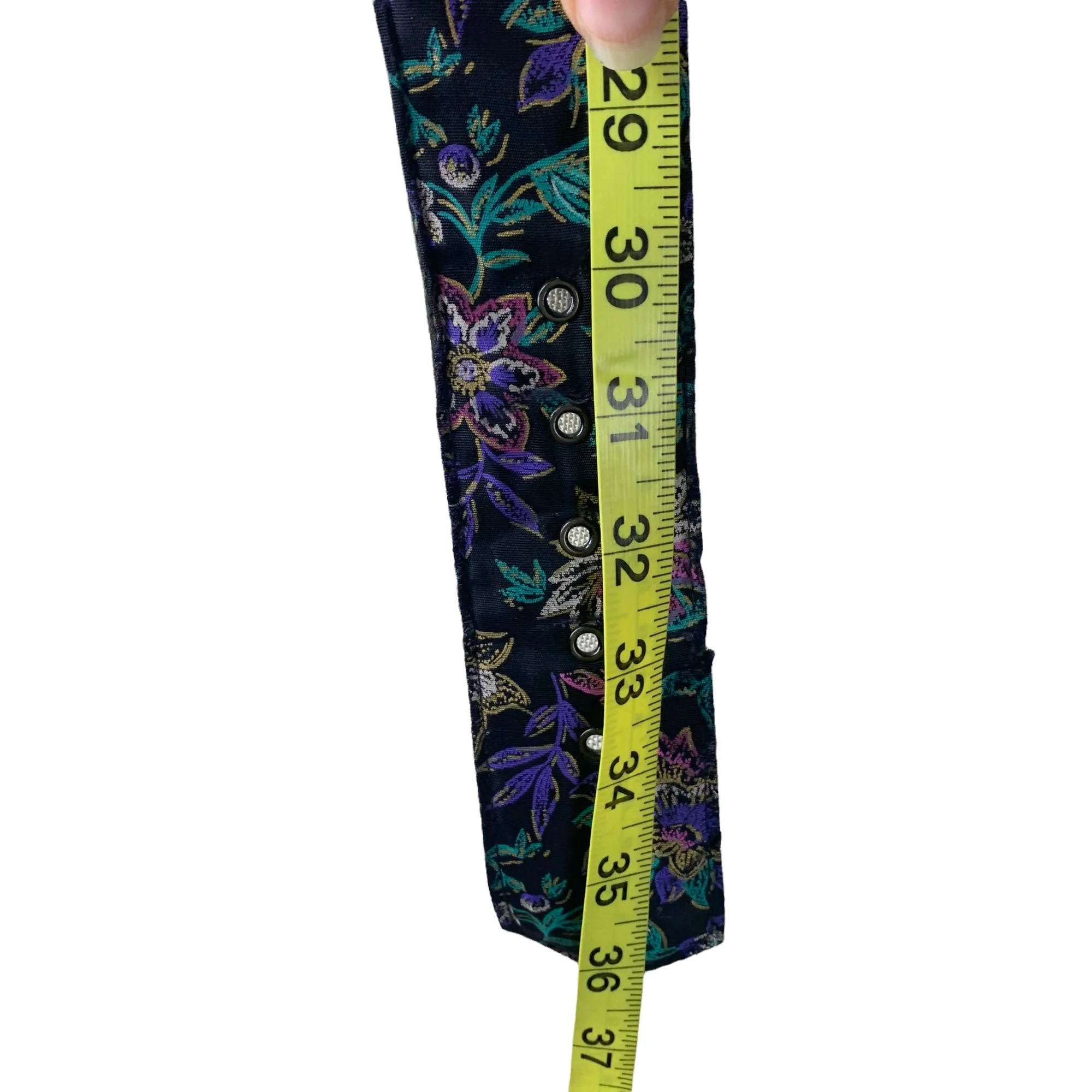Vintage 90s Black Floral Open Circle Buckle Belt by All Nu Belt Industries - Image 4