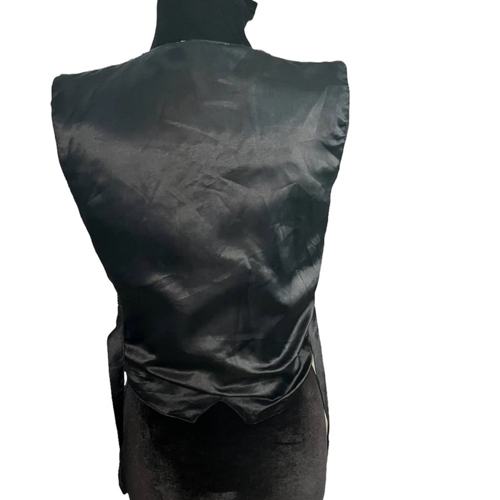 Vintage 90s Black Gold Silver Sequin Vest Small Bedazzled Fancy Unique Geometric by Effeci - Image 2