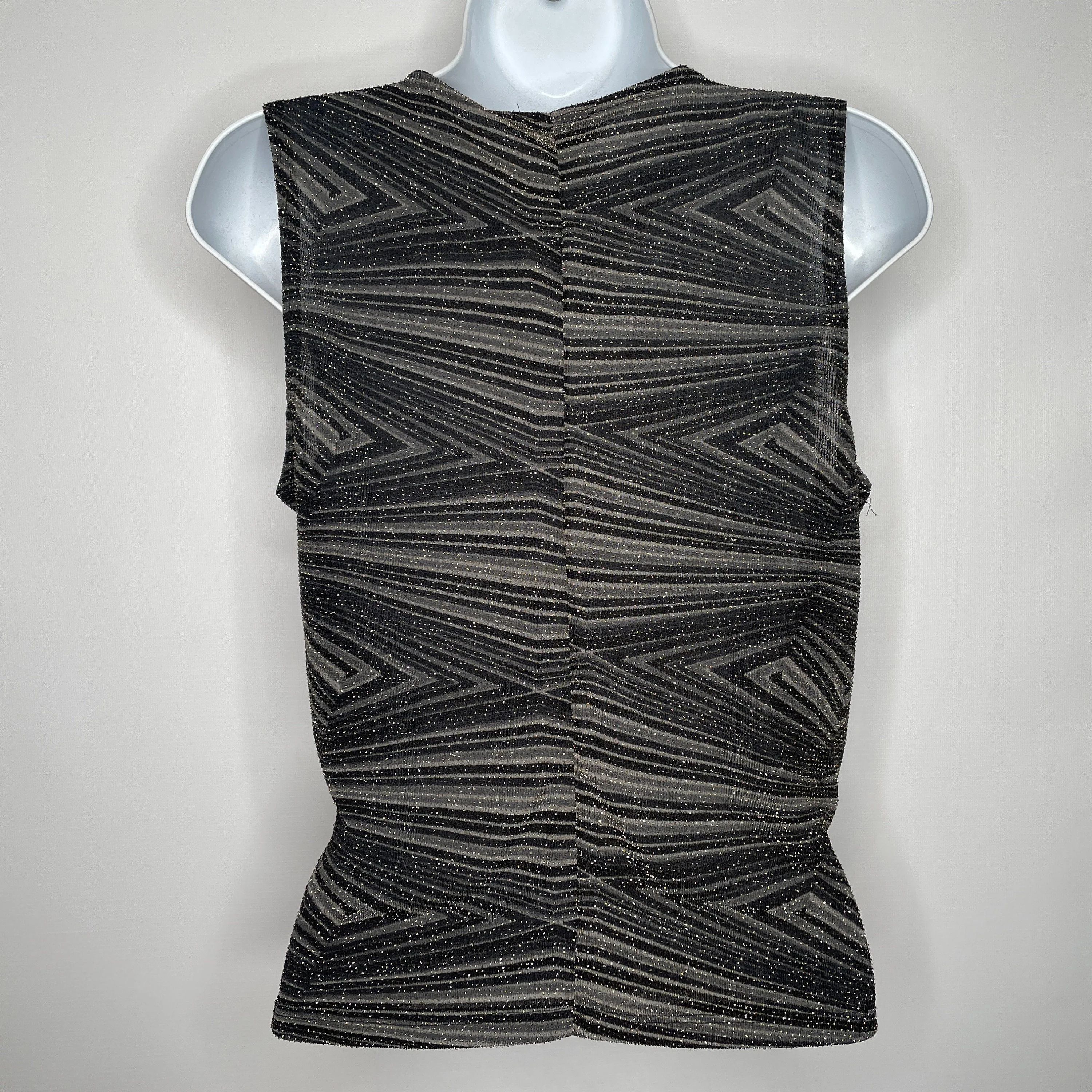 Vintage 90s Black Gray Geometric Metallic Sparkle Stretch Tank Top Size L by New Moine - Image 4