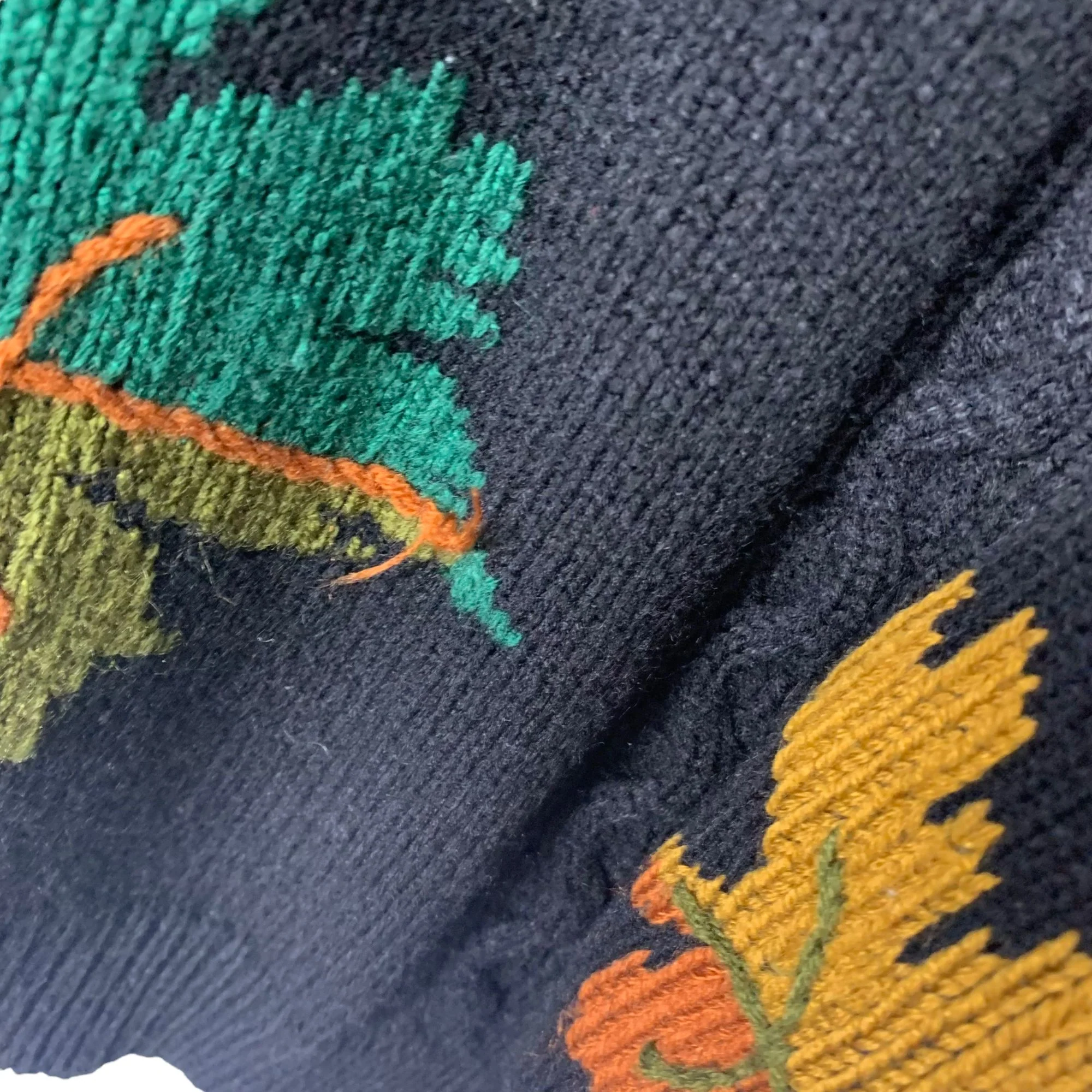 Vintage 90s Black Knit Autumn Leaves Pull Over Sweater by Chinawear - Image 6