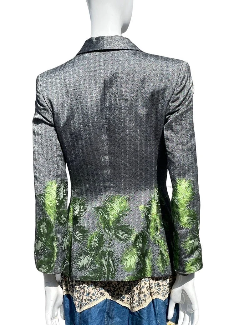 Vintage 90s Black Label Exquisite Blazer Jacket Extra Small Faux Feather Print by Richard Tyler Couture - Image 4