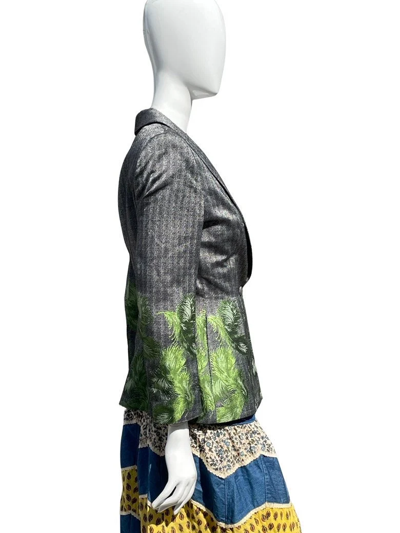 Vintage 90s Black Label Exquisite Blazer Jacket Extra Small Faux Feather Print by Richard Tyler Couture - Image 5