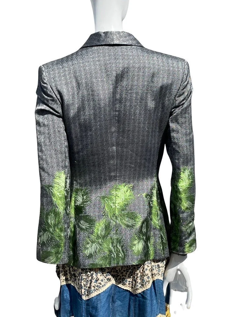 Vintage 90s Black Label Exquisite Blazer Jacket Extra Small Faux Feather Print by Richard Tyler Couture - Image 7