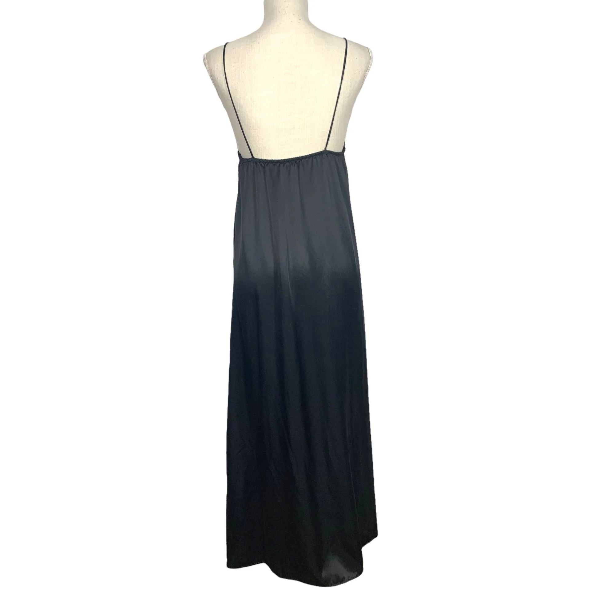 Vintage 90s Black Lace Nylon Full Length Chiffon Peignoir Set by Donna Richards - Image 2