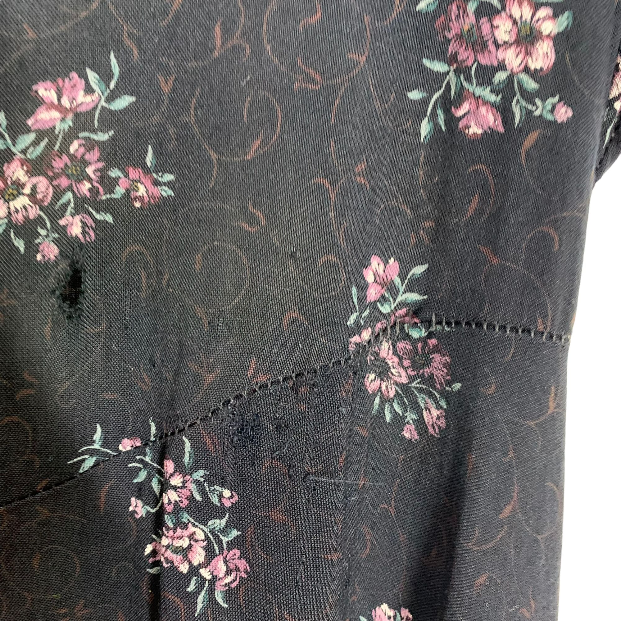Vintage 90s Black Micro Floral Grunge Short Sleeve Full Length Dress by All That Jaxx - Image 5