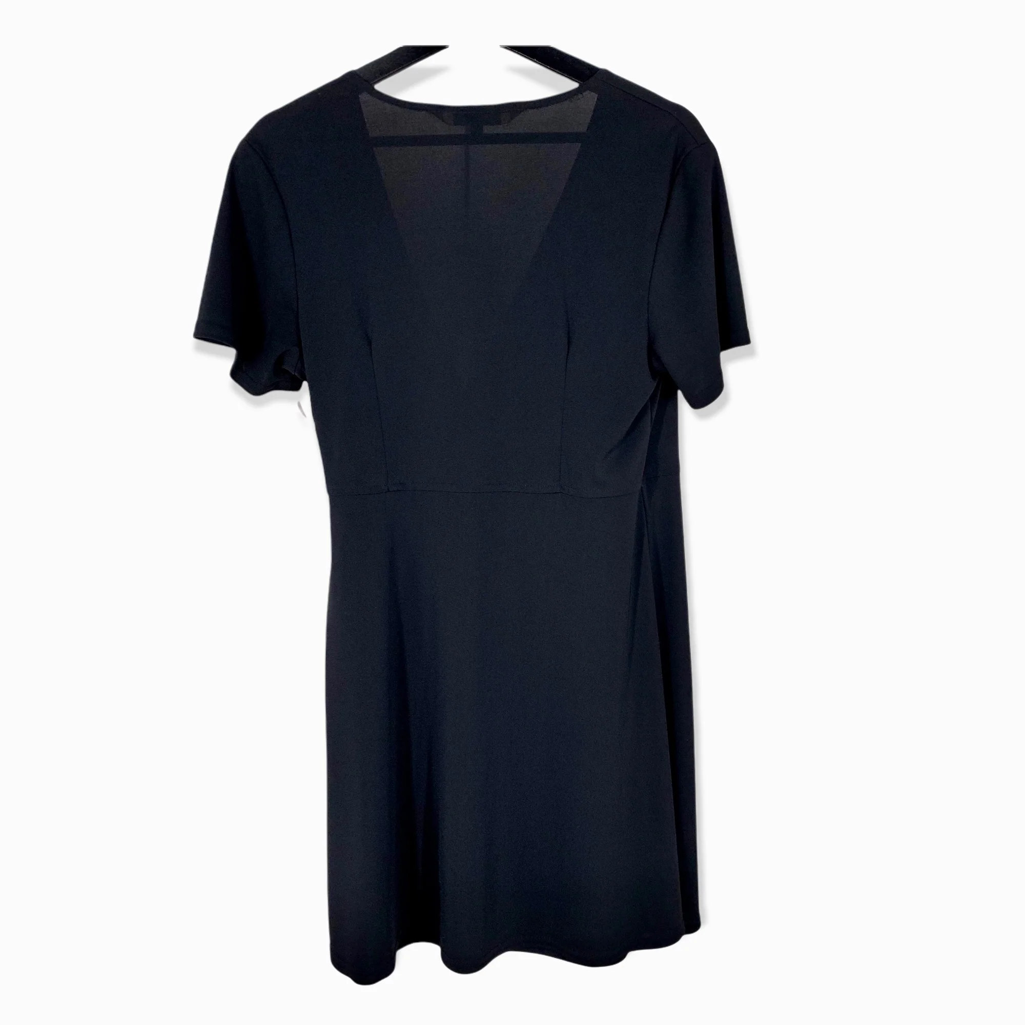Vintage 90s Black Mini Short Sleeve Wrap Dress by Melrose Studio - Image 2