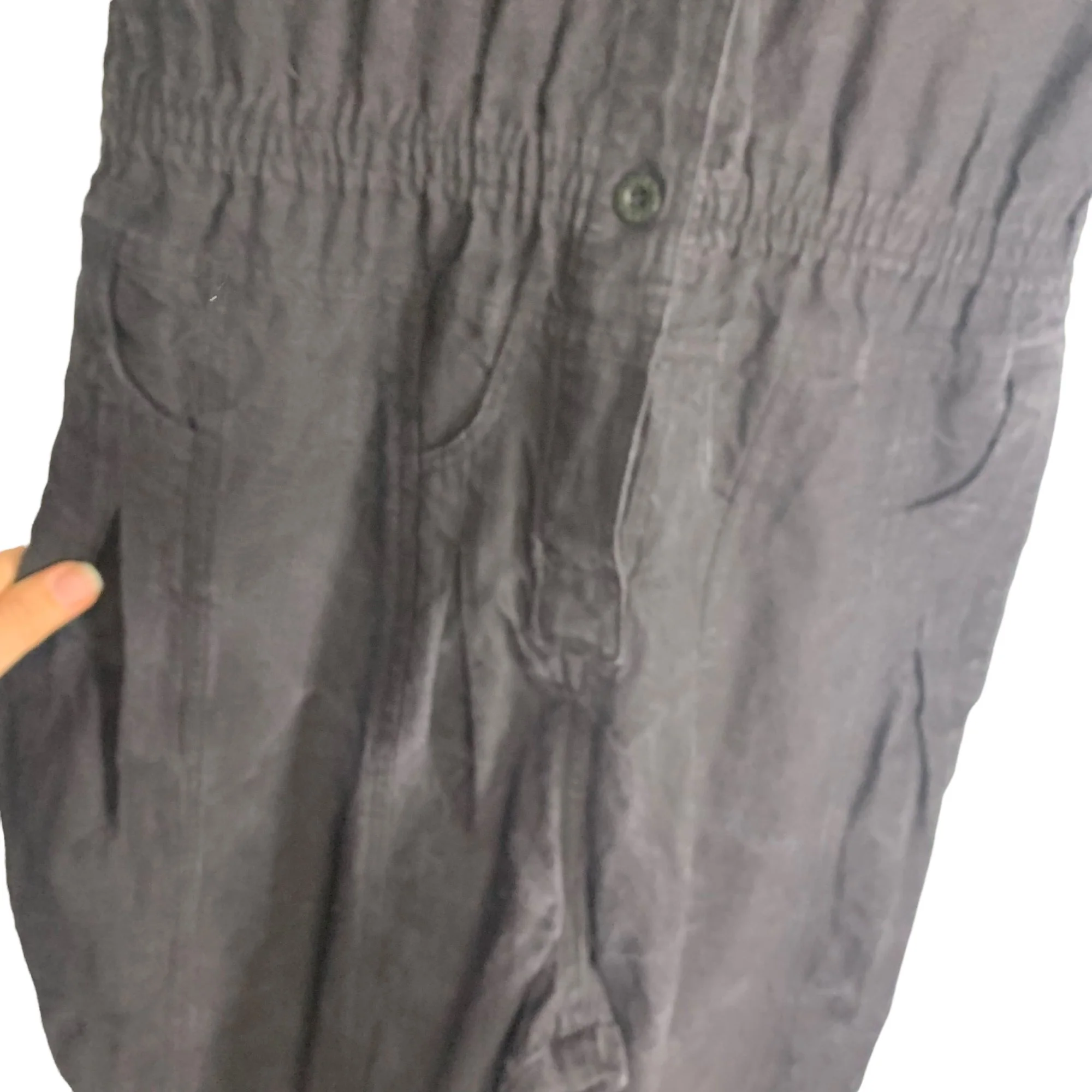 Vintage 90s Black Ramie Cotton Blend Short Sleeve Button Up Jumpsuit by Gitano - Image 4