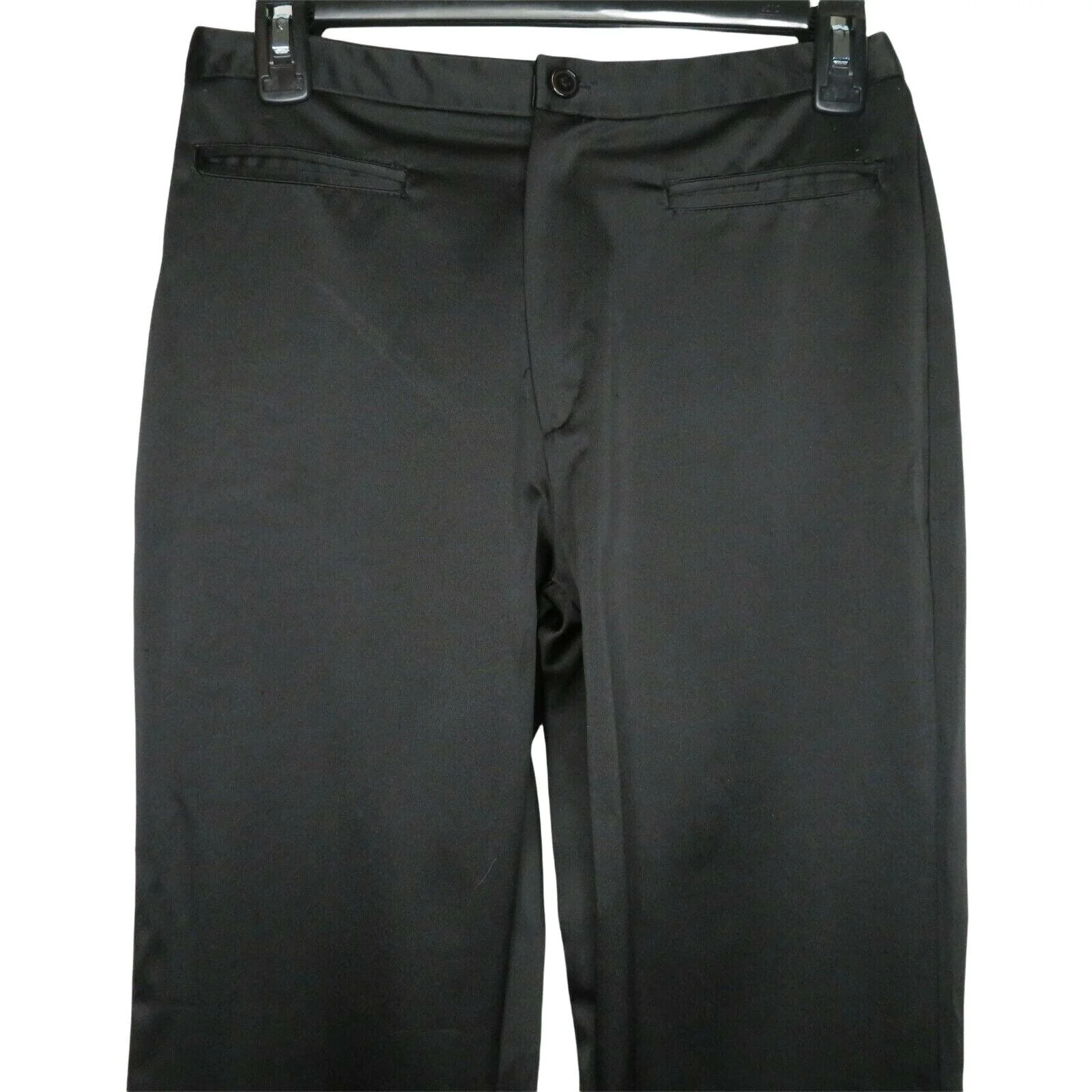 Vintage 90s Black Satin Straight Leg Pants Xs Mid Rise Flat Front by Strange Love - Image 12