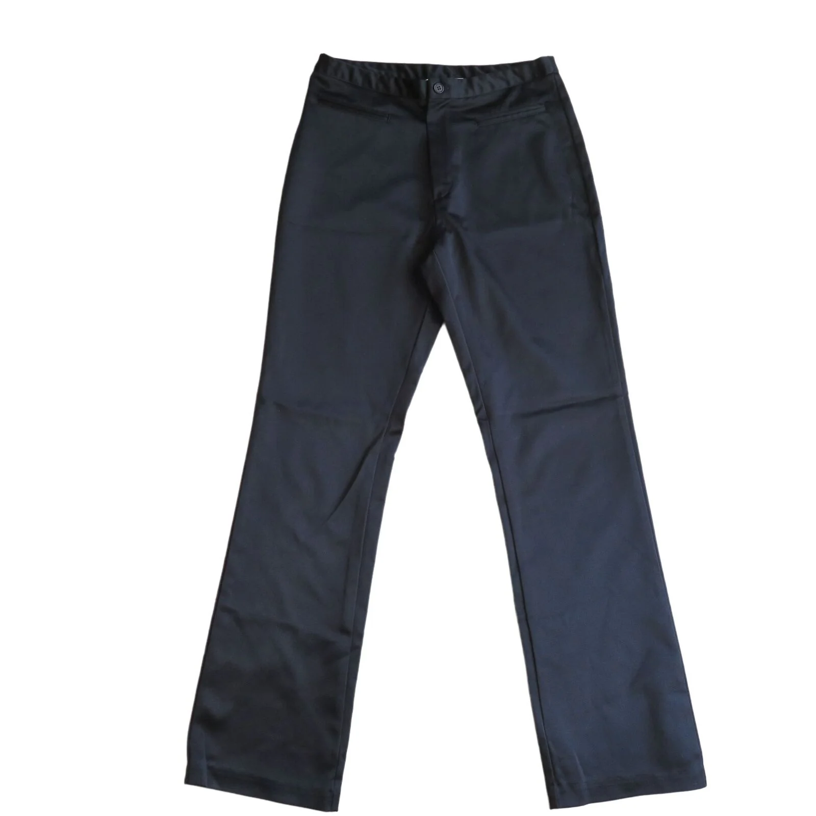 Vintage 90s Black Satin Straight Leg Pants Xs Mid Rise Flat Front by Strange Love - Image 2