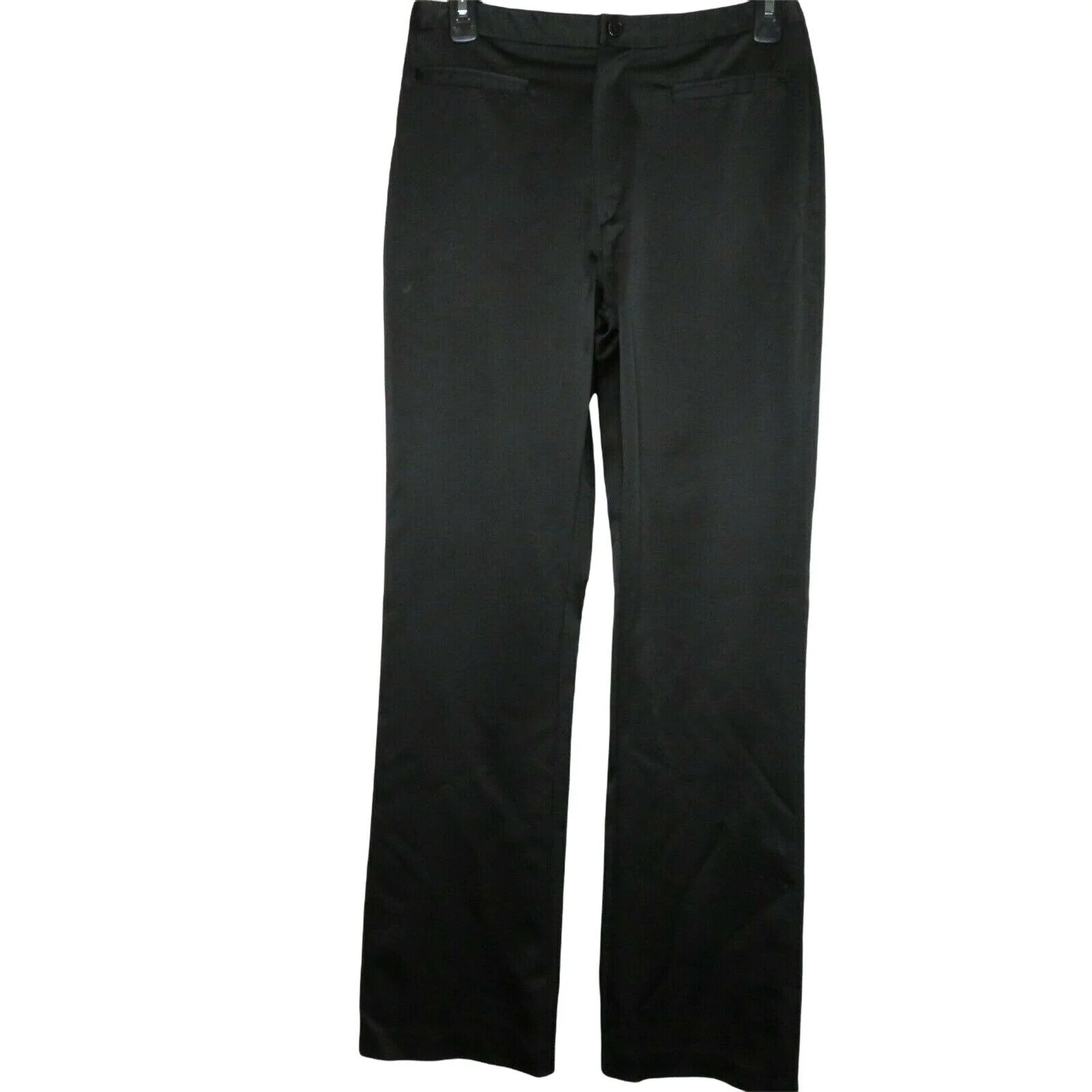 Vintage 90s Black Satin Straight Leg Pants Xs Mid Rise Flat Front by Strange Love - Image 8