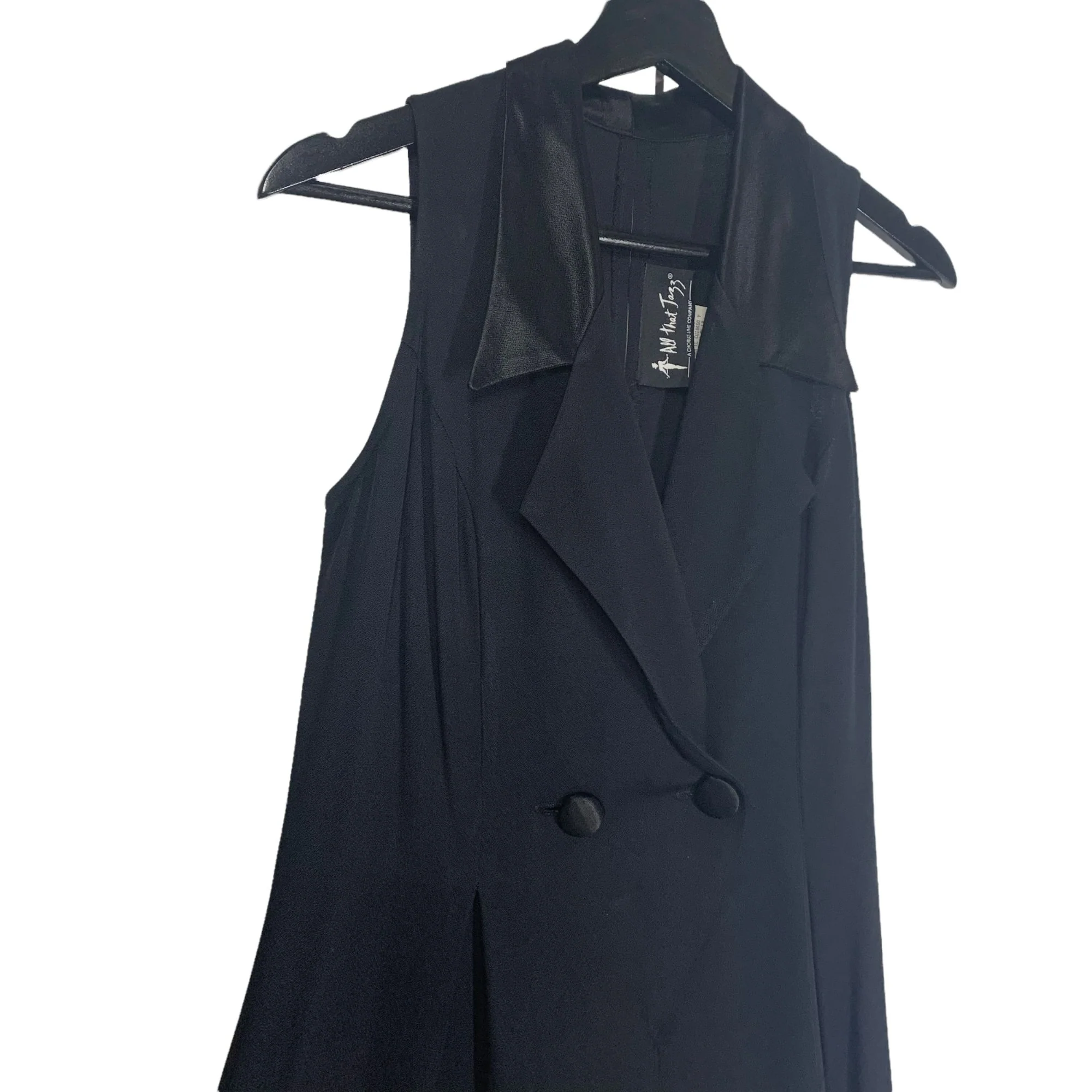 Vintage 90s Black Sleeveless Tuxedo Style Jumpsuit Small by All That Jazz - Image 3