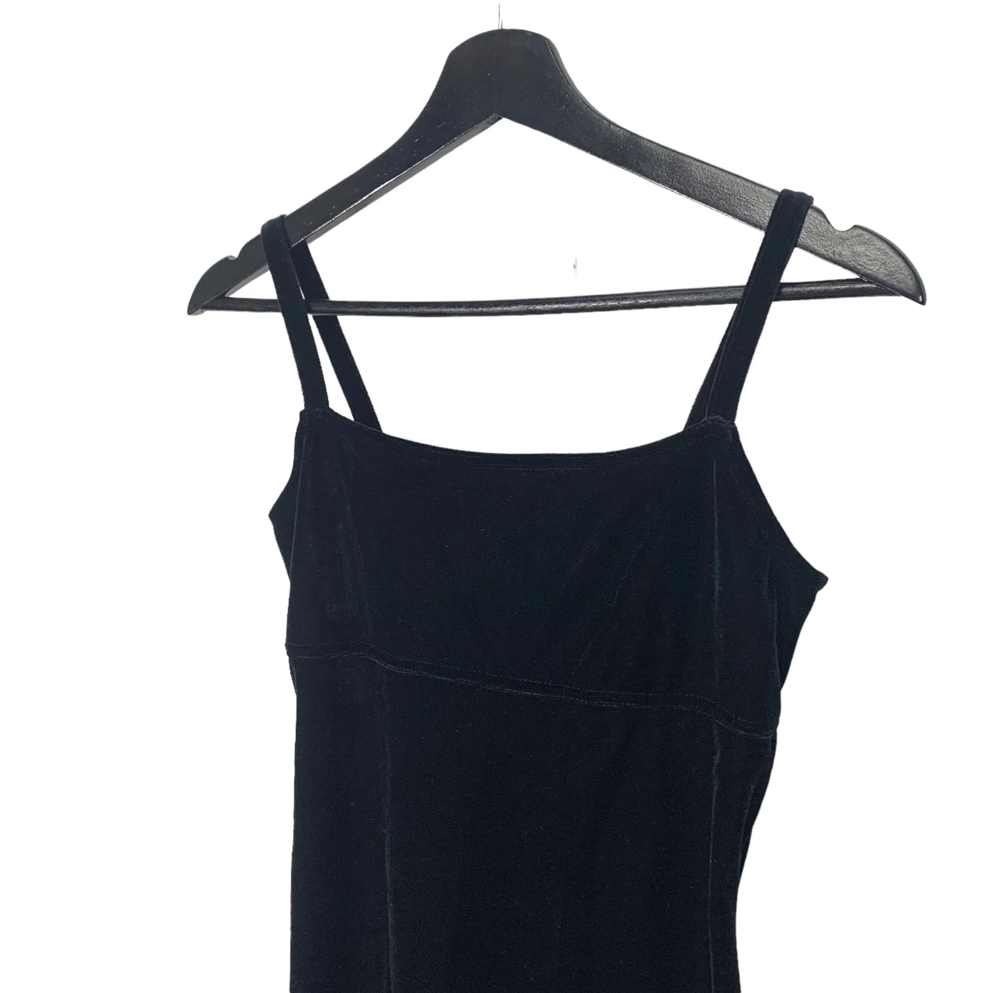 Vintage 90s Black Spaghetti Strap Velvet Open Strappy Back Mini Dress by Maurices - Image 2